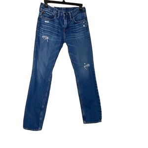 𝅺ABERCROMBIE kids medium wash skinny distressed jeans pants. Size 16